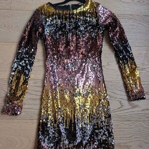 Revamped Glittering Sequin Long Sleeve Dress